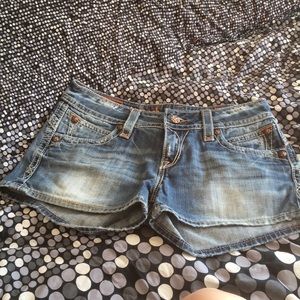 Rock revival denim shorts